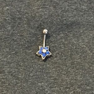 Blue star belly ring